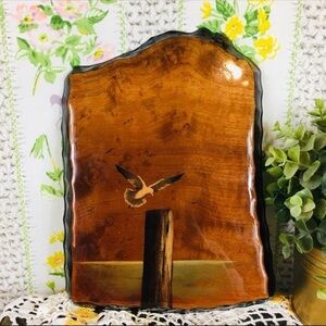 Vintage 90s 00s G & B Myrtlewood Products Wooden Wall Hanging Art Seagull